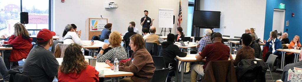 A group of citizens and journalists at a Your Voice Ohio event